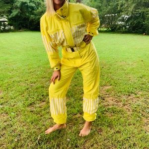 Vintage 90s Yellow/White Ski Suit Skea size Small